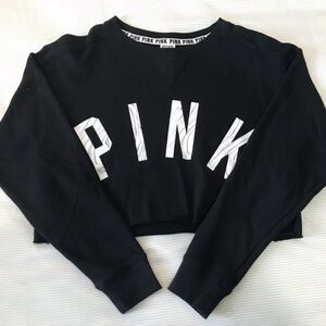 Victoria’s Secret PINK cropped black sweatshirt, size S